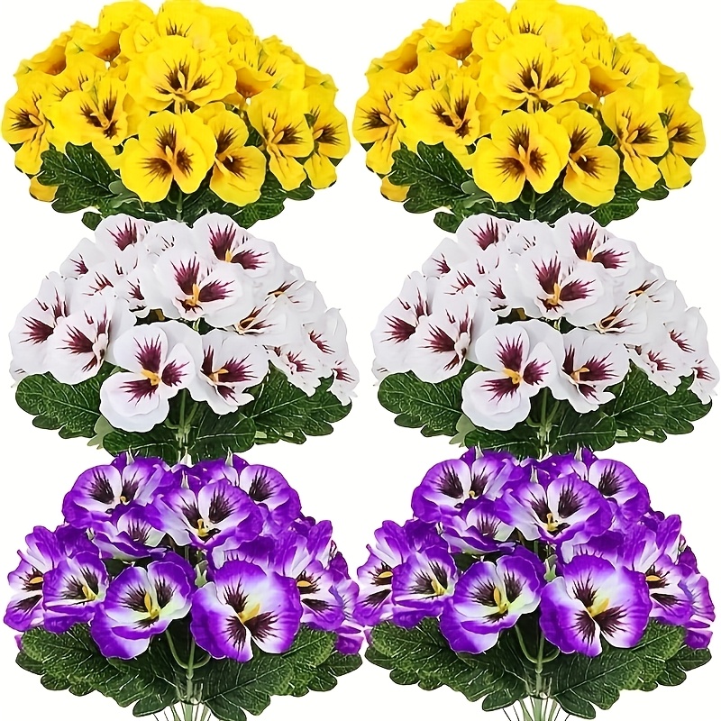 sechs künstlicher schneeglöckchen, für den außen- und innenbereich, sind in weiß, lila und gelb erhältlich. dieses produkt verleiht gärten nicht nur einen einzigartigen charme, sondern auch einen lebendigen optischen effekt