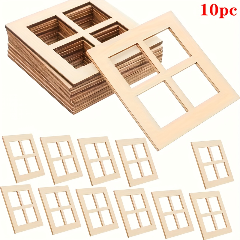 Image of 10 Wooden Window-shaped Wood Slices For Diy Painting And Doodling Crafts, Wooden Hanging Ornaments And Decorations For Holidays, Weddings, Home Parties, And Birthdays