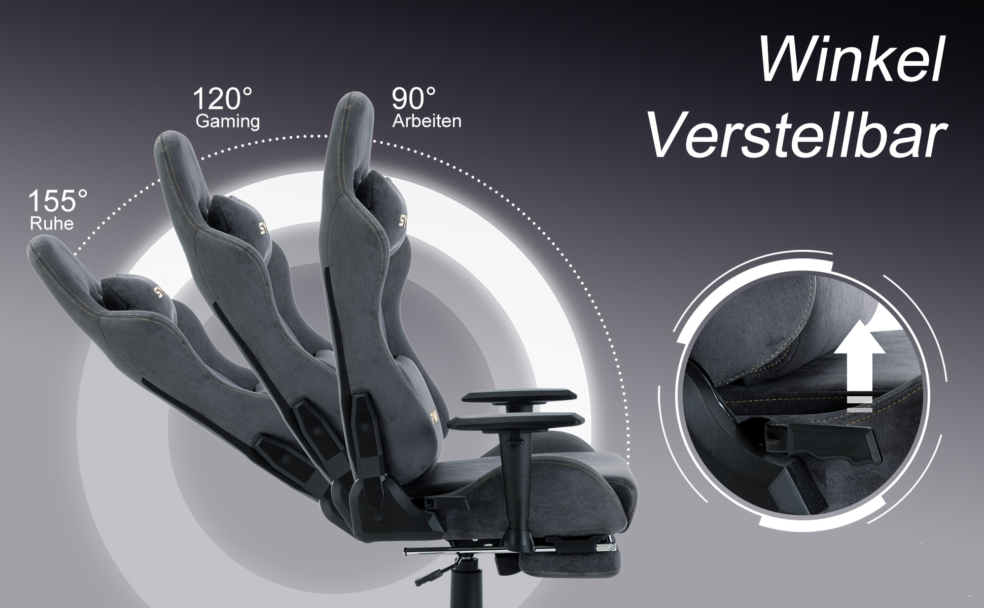 Fauteuil de Bureau Gamer, Chaise de Bureau Ergonomique avec Repose-Pieds, Appuie-Tête et Soutien Lombaire, Chaise de PC Réglable en Hauteur et Pivotante