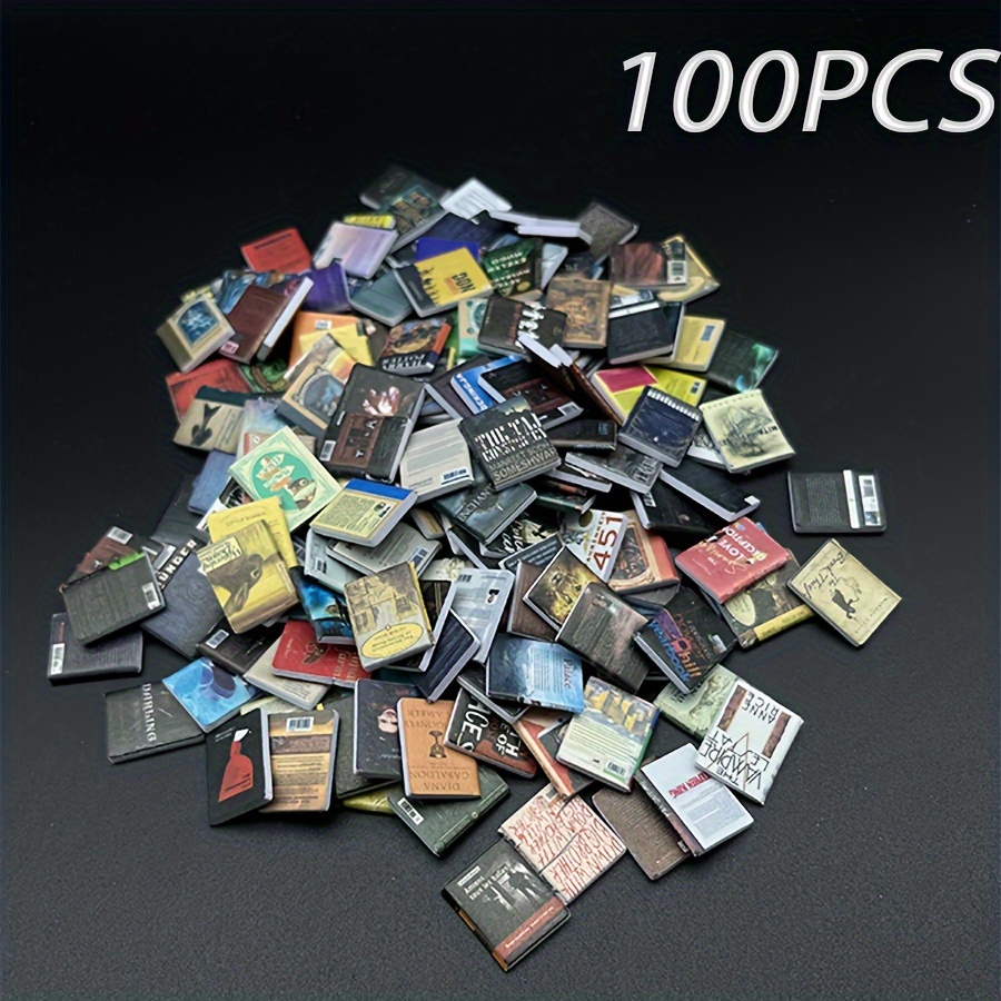 

100pcs Miniature Pvc Novelty Books Set, Realistic Assorted Mini Fiction Book Covers, Ideal For Living Room Decor, Artistic Birthday Gifts And Home Decorations