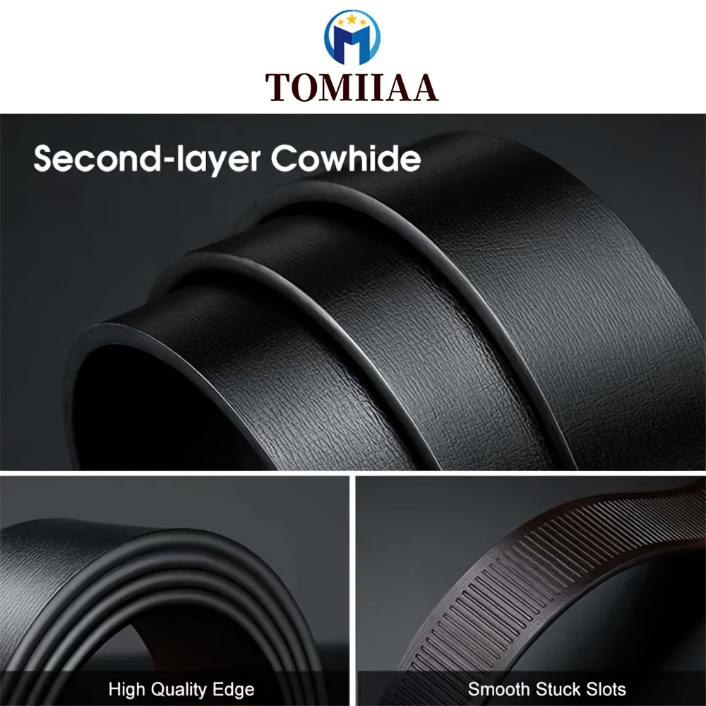 2pcs Set Cowhide Belt Toothless Alloy Automatic Buckle Belt