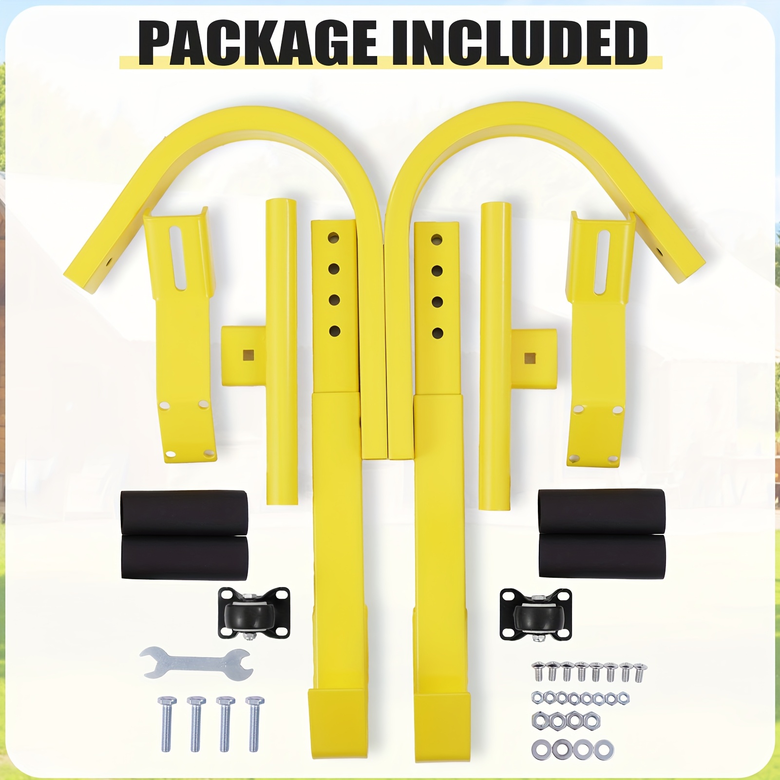 Image of 2pcs Heavy Duty Steel Roof Ladder Hooks, Extension Ladder With Wheel, Rubber Grip For Roof , Metal Ladder Accessories For Home Renovation
