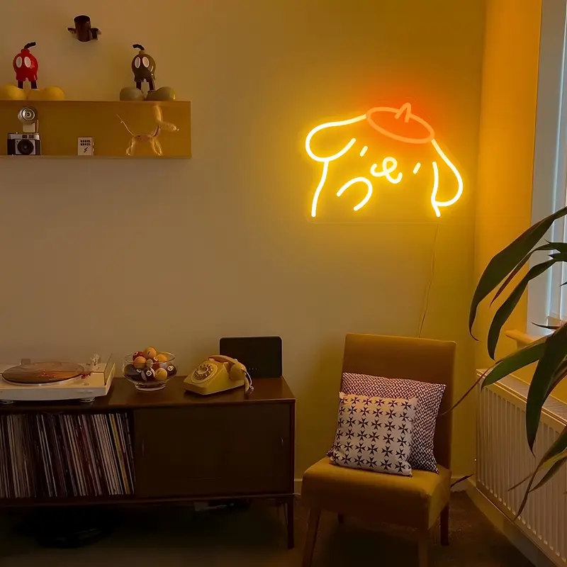 1pc dog neon sign wall decor vibrant orange led kawaii night light usb powered with switch cute bedroom decor for girls teens birthday gift for fans teenage room lighting design Product details 4