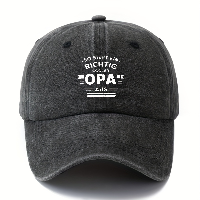 Image of "so Sieht Ein Cooler Opa Aus" Baseball Cap, Unisex Washed Vintage Curved Brim Hat, Truck Driver Style For Outdoor Vacation Travel Camping And Casual