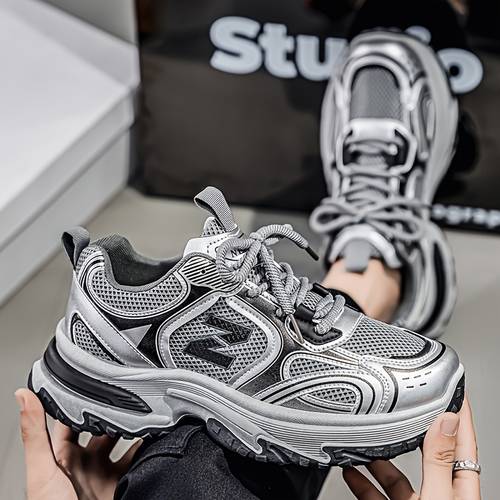 color metallic texture vintage design large area breathable mesh upper keeping feet cool and comfortable suitable for and long without extra thick gear anti slip outsole for height increase