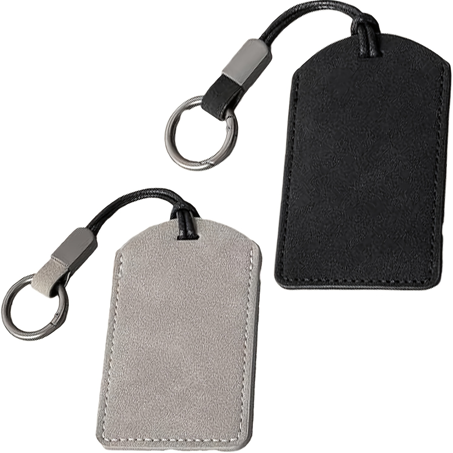 TEMU 2pcs Car Holders, Soft Velvet Fabric Protective Covers, Key Ring With Card Case, Soft Velvet | Card Case For Id Cards, Office Use, Lightweight