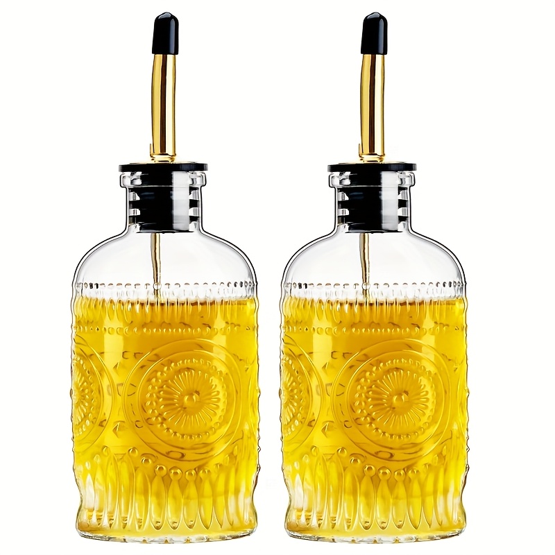 TEMU Olive Oil Dispenser Bottle For Kitchen With Metal Spout, Glass Oil Bottles 7oz, Elegant Glass Cooking Dispenser For Kitchen