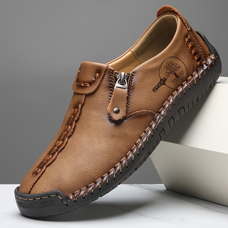 Women's Handmade Casual Loafers, Comfortable Sneakers with Zipper Closure
