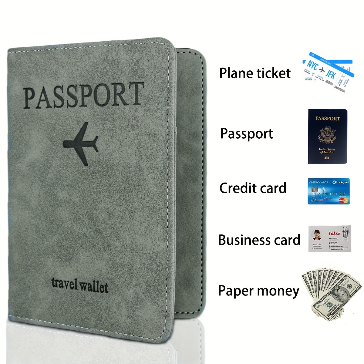 1pc rfid passport holder thin passport wallet retro pu multi function wallet travel passport bag details 9