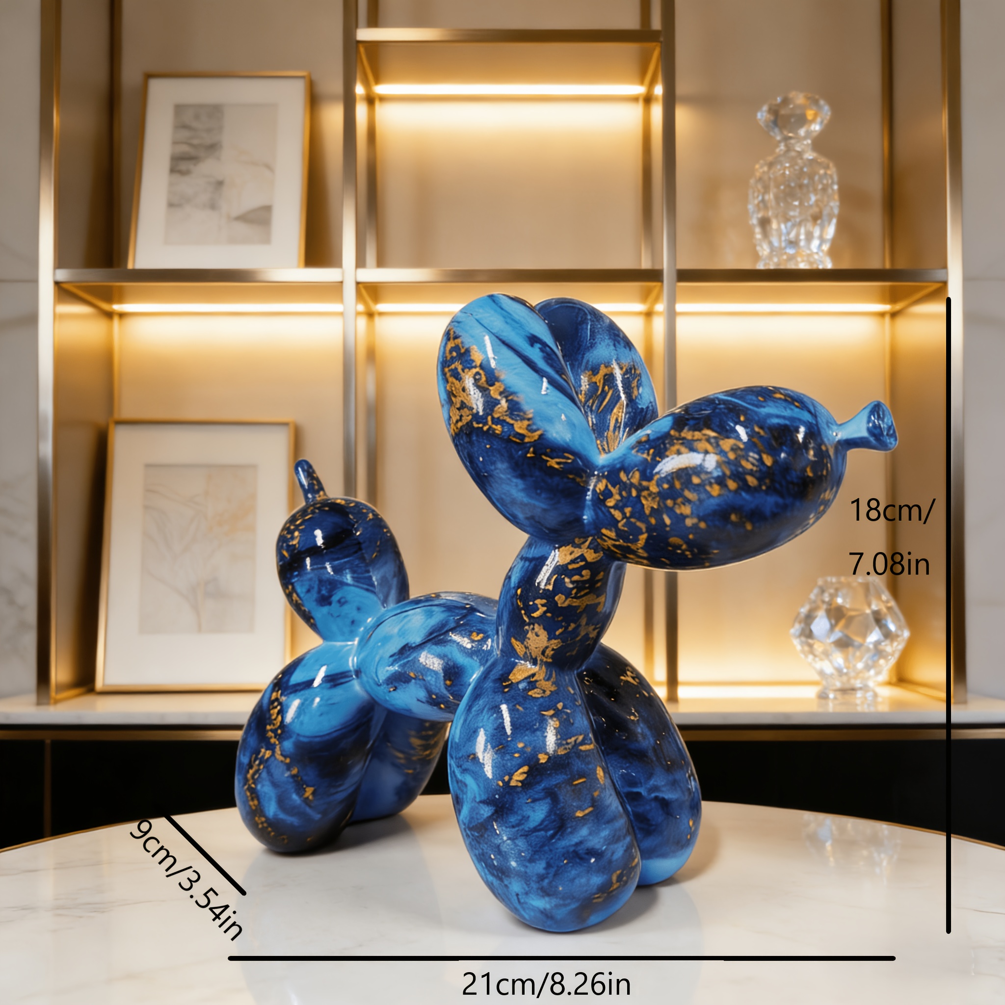 TEMU Decoración de resina con perro de con impresión transferible de agua de cielo estrellado, para adornar salas de estar, soportes de TV, armarios