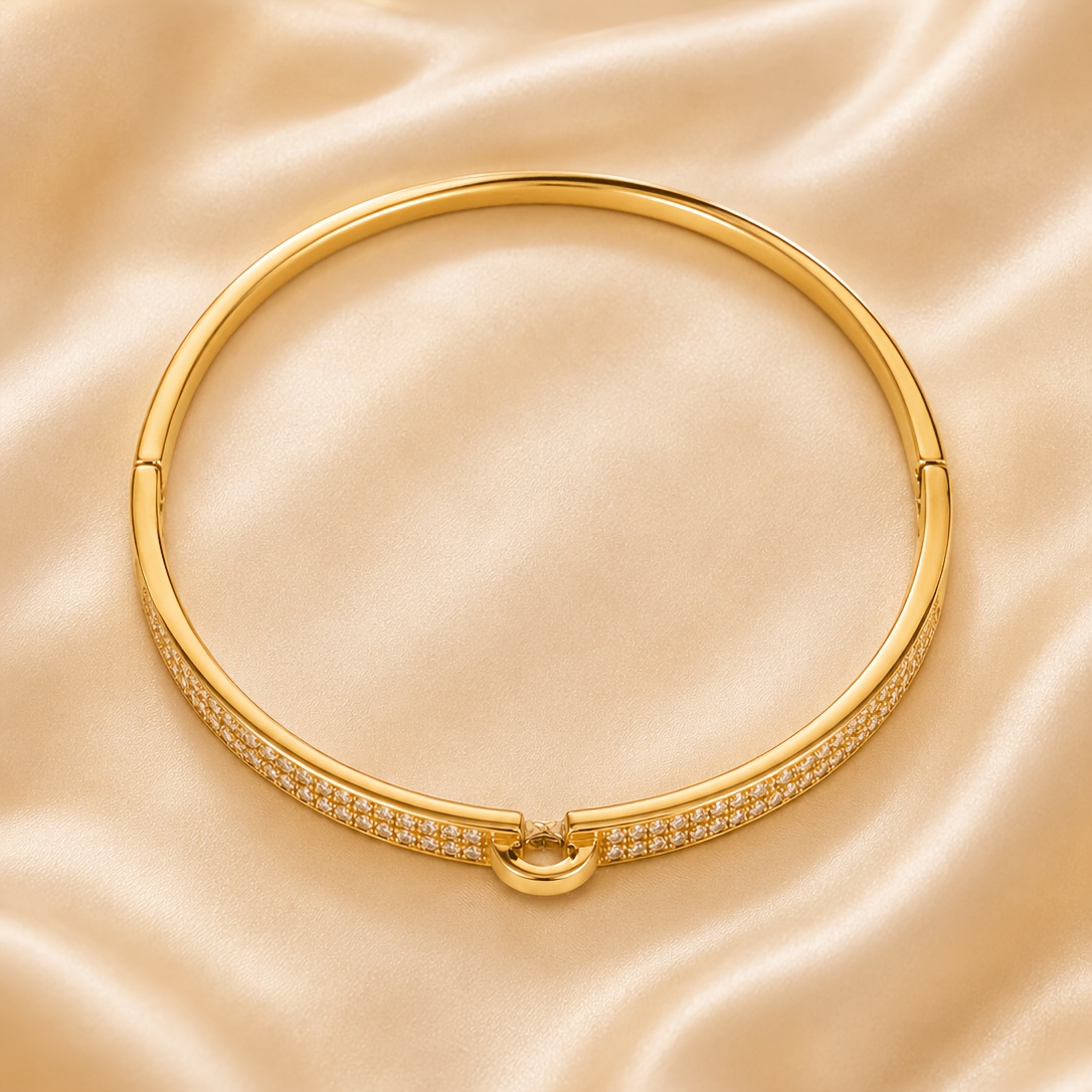Women's Glossy Polished Texture Double Row Buckle Wristband