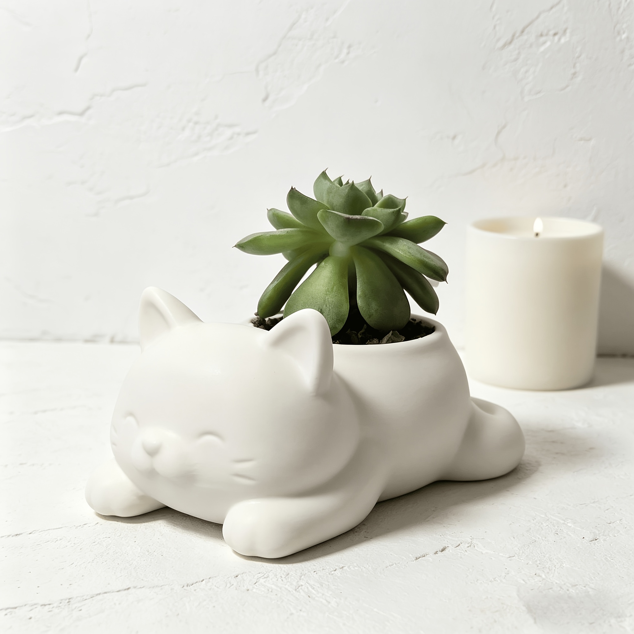 TEMU 1pc 3d Printed Cute Kitten Flowerpot, Lightweight Multifunctional Synthetic Resin Anti-drop Indoor Outdoor Universal