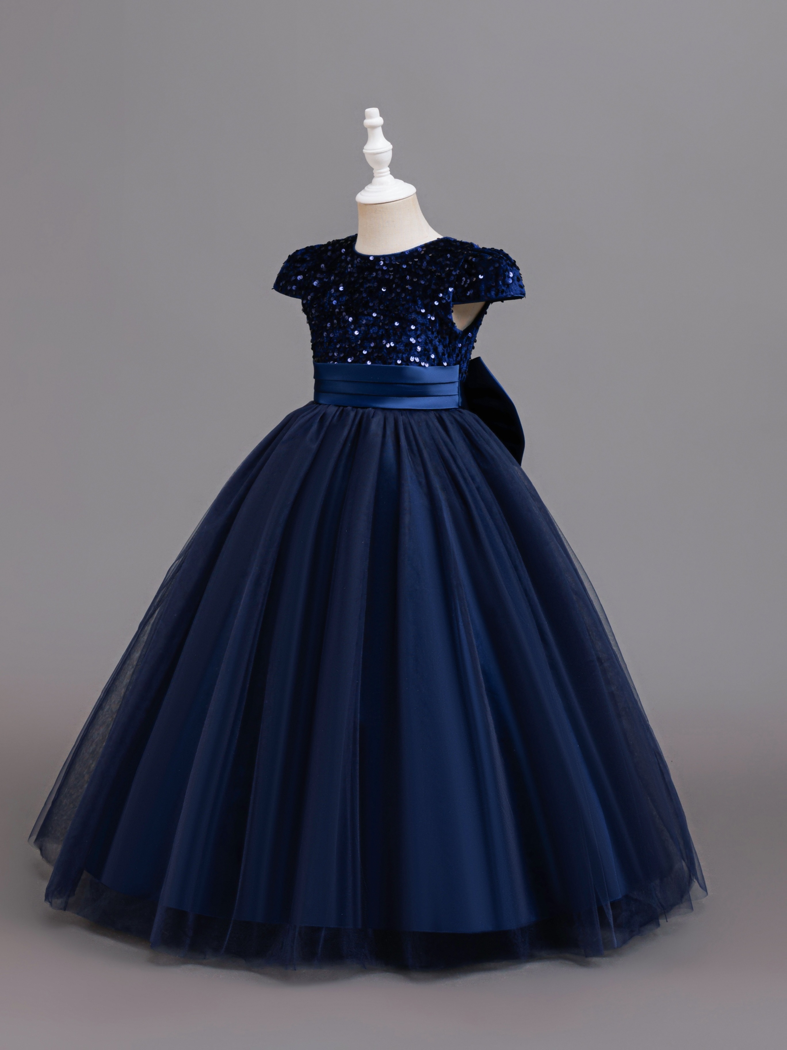 bridesmaid dresses navy blue Navy Blue Satin Bridesmaid Dress with Square Neck – loveangeldress main image 1