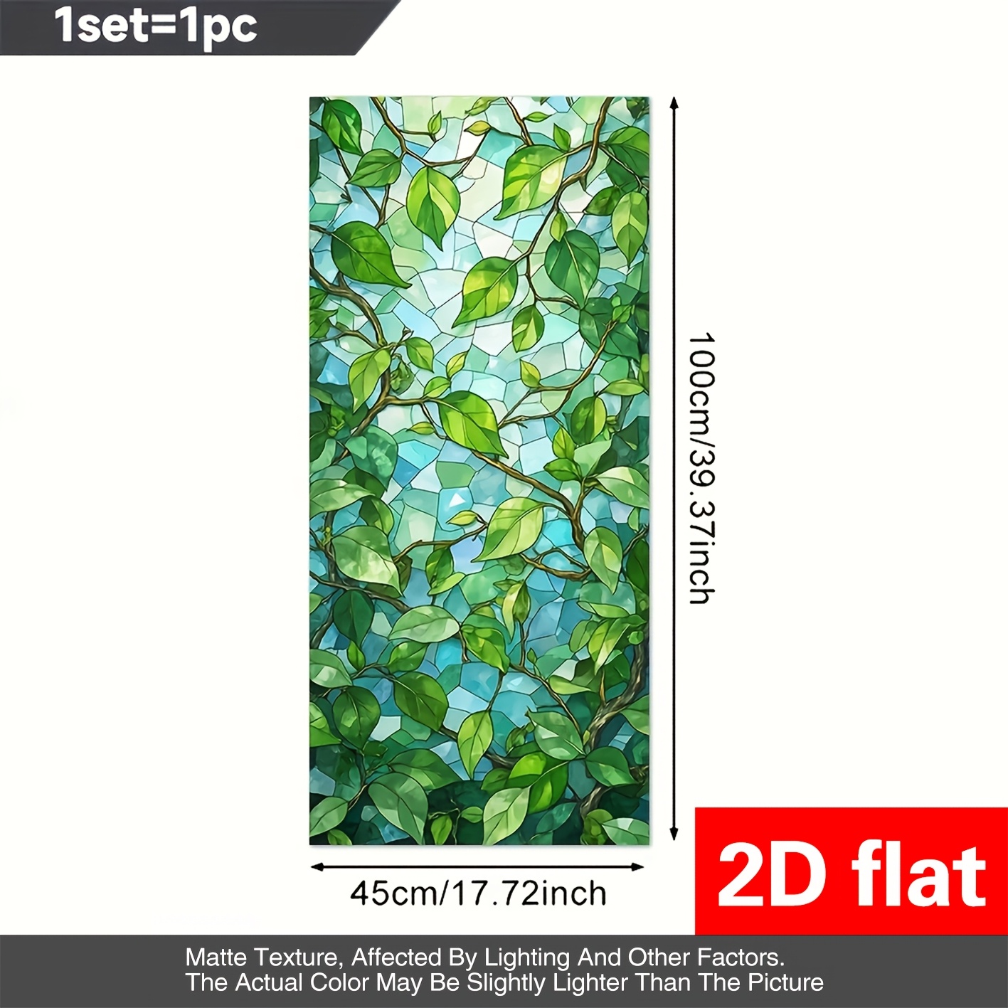 TEMU Film pour fenêtre à 2D plat, 1 rouleau, pour l'intimité à , autocollant dépoli en PVC amovible et réutilisable avec motif vitrail mosaïque de