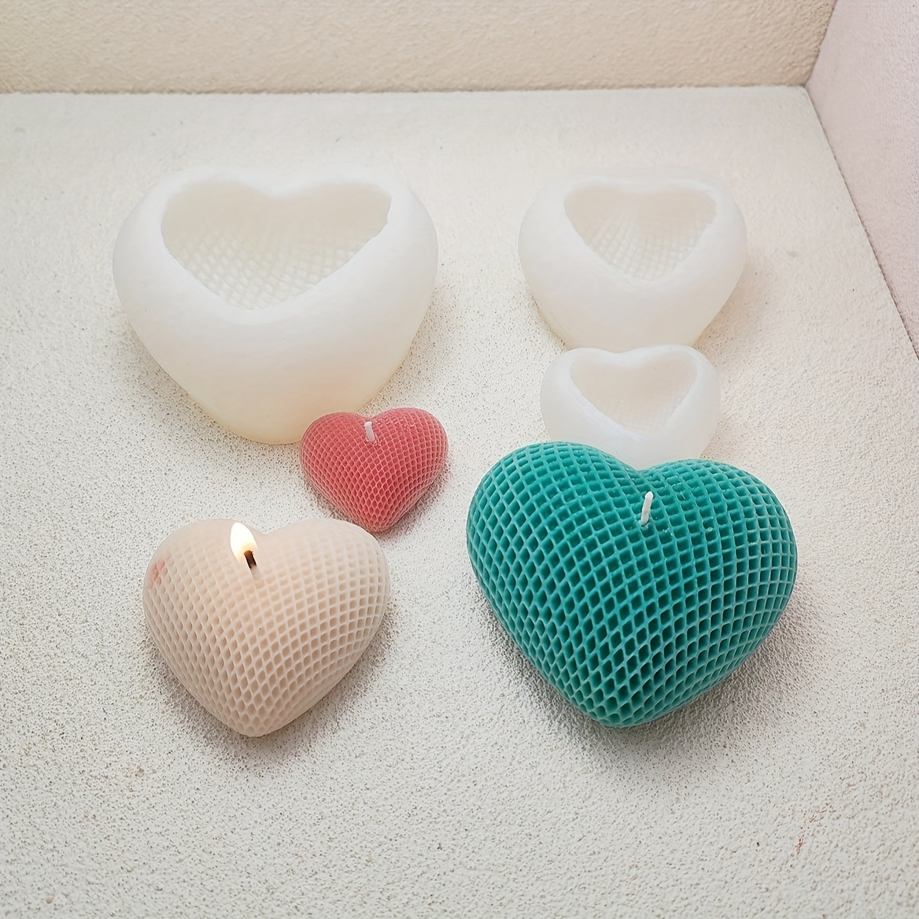 

Silicone Heart Mold Set For Candle Making: Includes 4 Heart Shapes For Diy Soap, Clay, Resin, And Wax Crafts