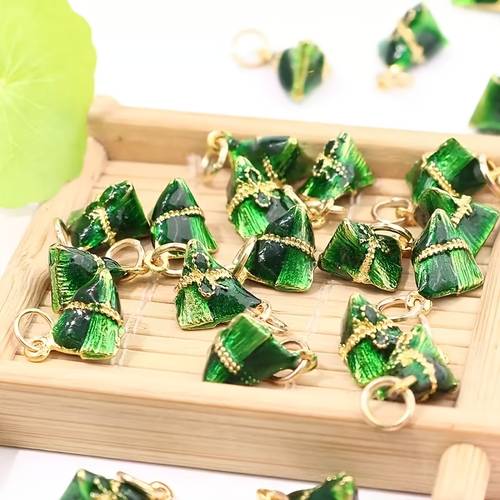 dragon boat festival diy mini zongzi bracelet accessories alloy enamel drop charms for bracelets