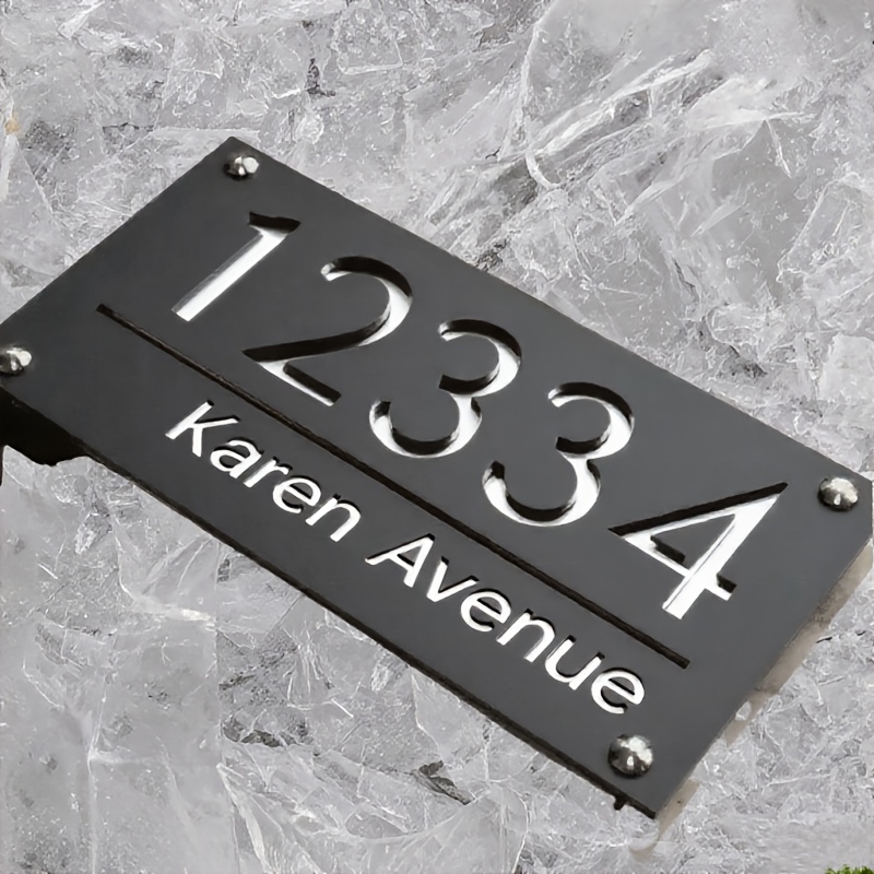 TEMU Personalized Design Address Plaque For Indoor/outdoor Wall Mounting, No Wiring Needed, Durable For Garden, Yard, Front Door, Street Address –