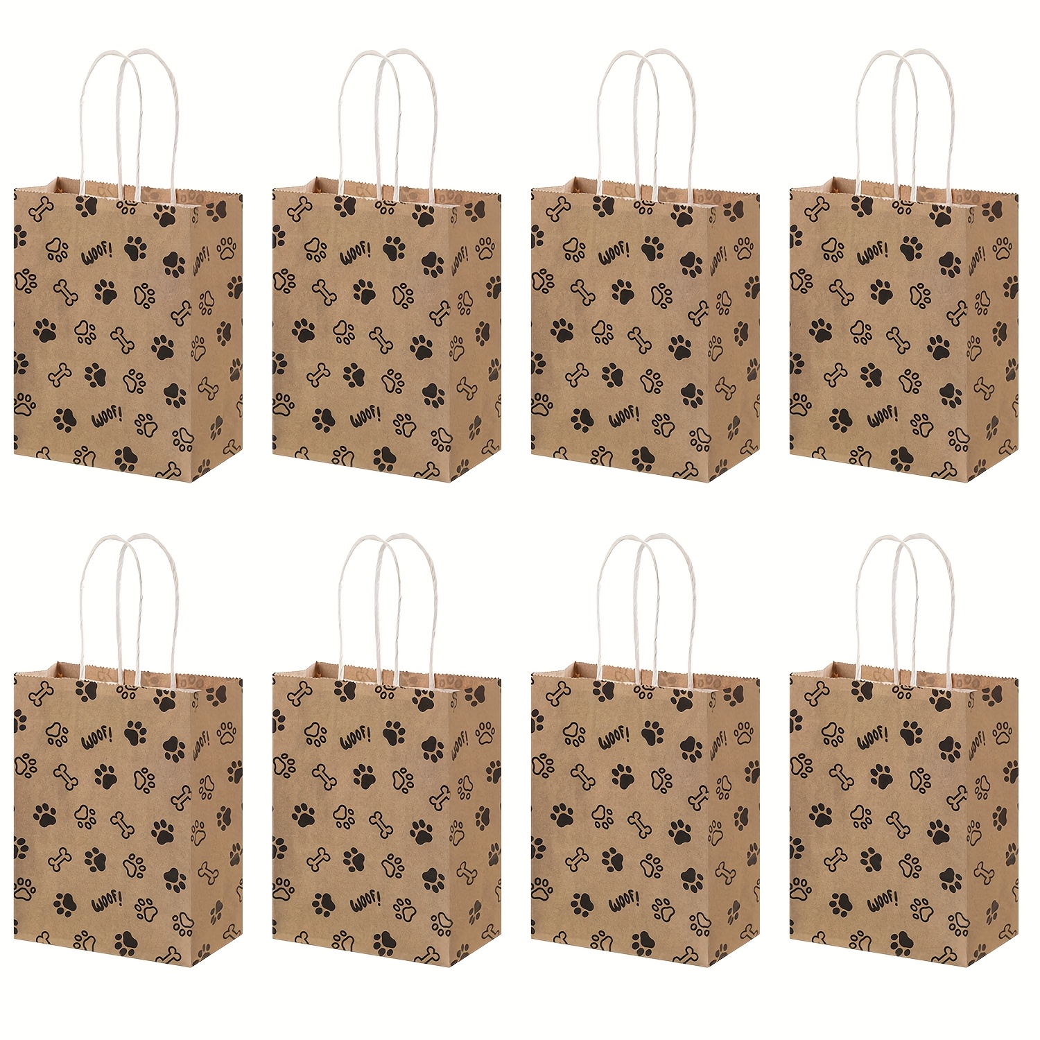 

8pcs & 16pcs Animal Footprint Paper Bags, Brown Candy Bags, Dog Paw Printed Gift Bags With Handles, Cartoon Patterns, Birthday Parties, Weekend Parties, Graduation Ceremonies