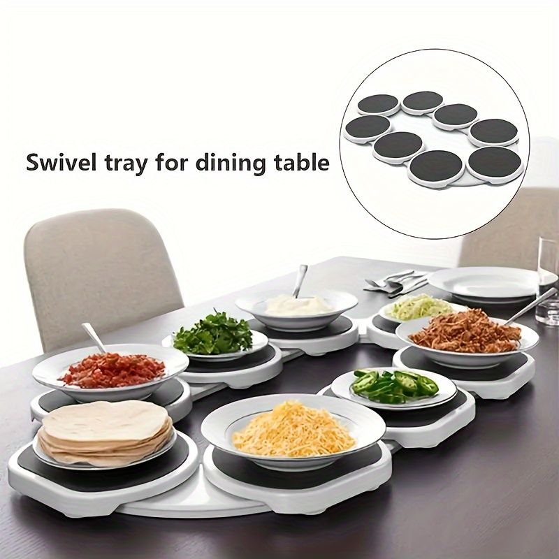 

Easy Rotating Table Tray - Portable, Anti-scald, White & Black Lazy Susan With 6 Compartments For Condiments & Appetizers, Ideal For Home Dining & Outdoor Use