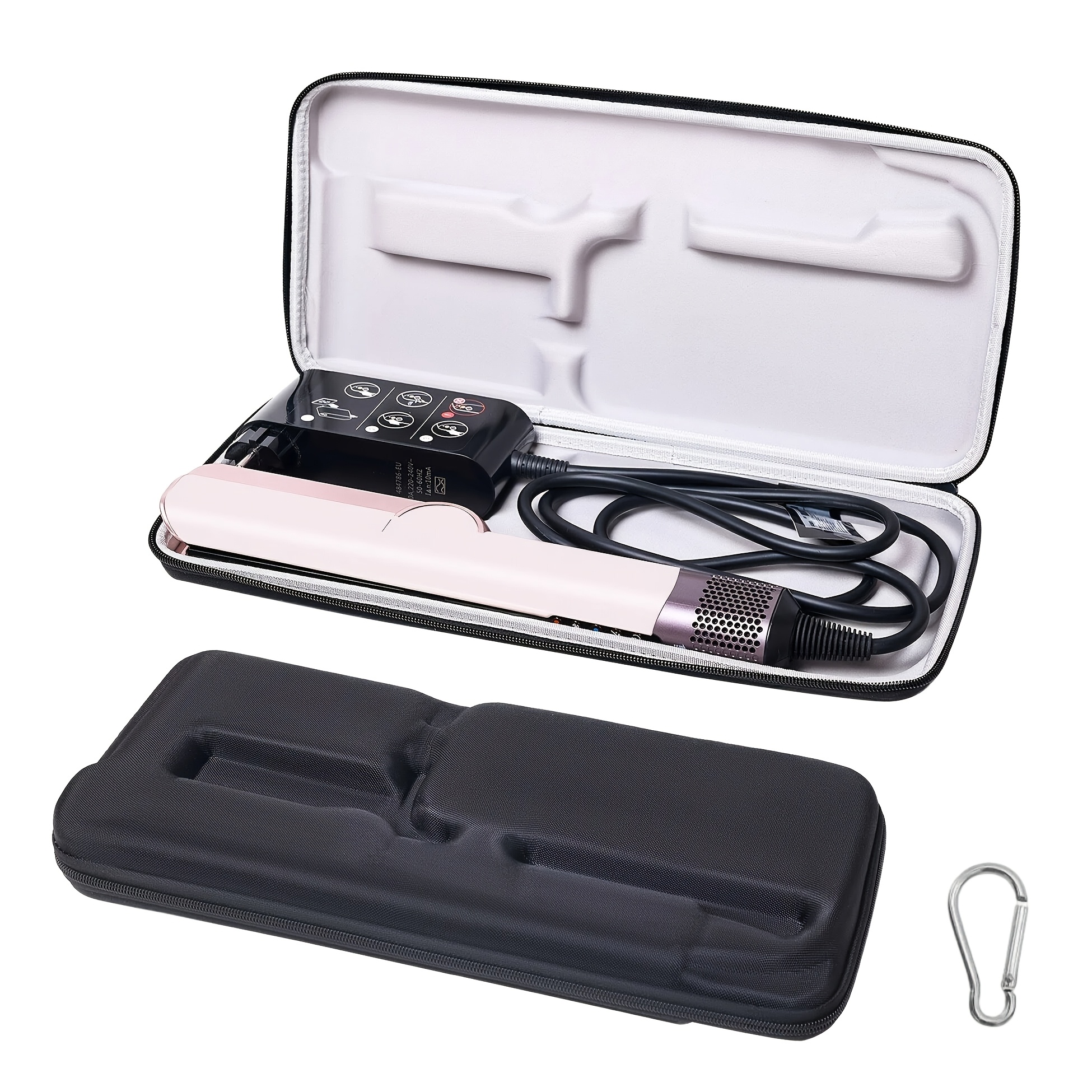 TEMU Bolsa de almacenamiento rígida de EVA para alisador, compatible con HT01 Airstrain, de almacenamiento portátil, bolso de de viaje para