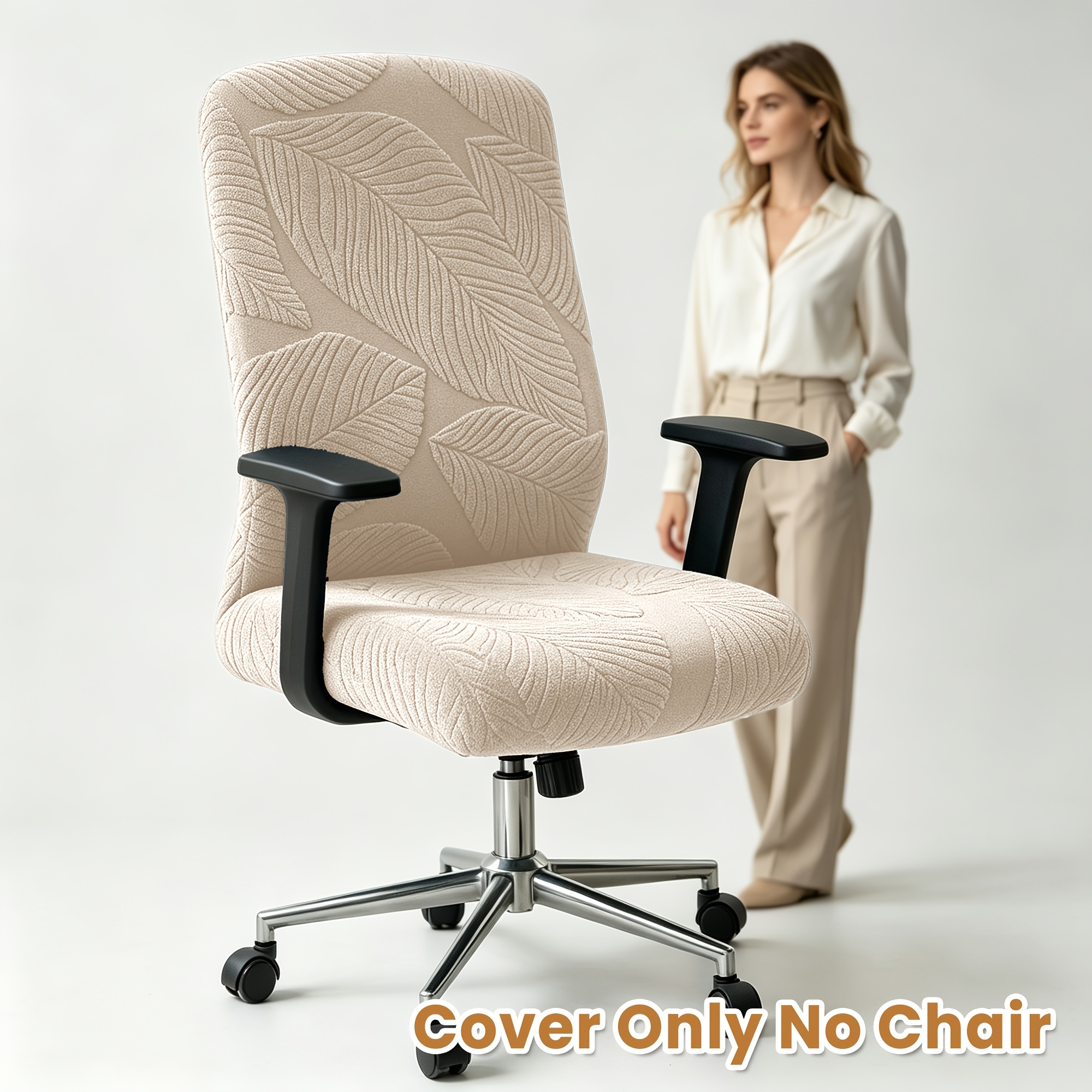 TEMU para silla de oficina de tela jacquard elástica de 1 pieza con cierre elástico, protector de silla de ordenador de envoltura completa adecuado