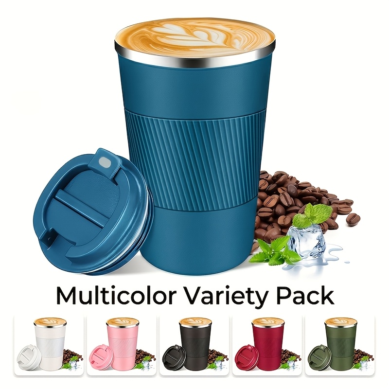 TEMU Insulated Travel Coffee Mug, Spill & Leak Proof, Portable To Stainless Steel Coffee Tumbler, Reusable Thermal Coffee Cup With Lid For Drinks,