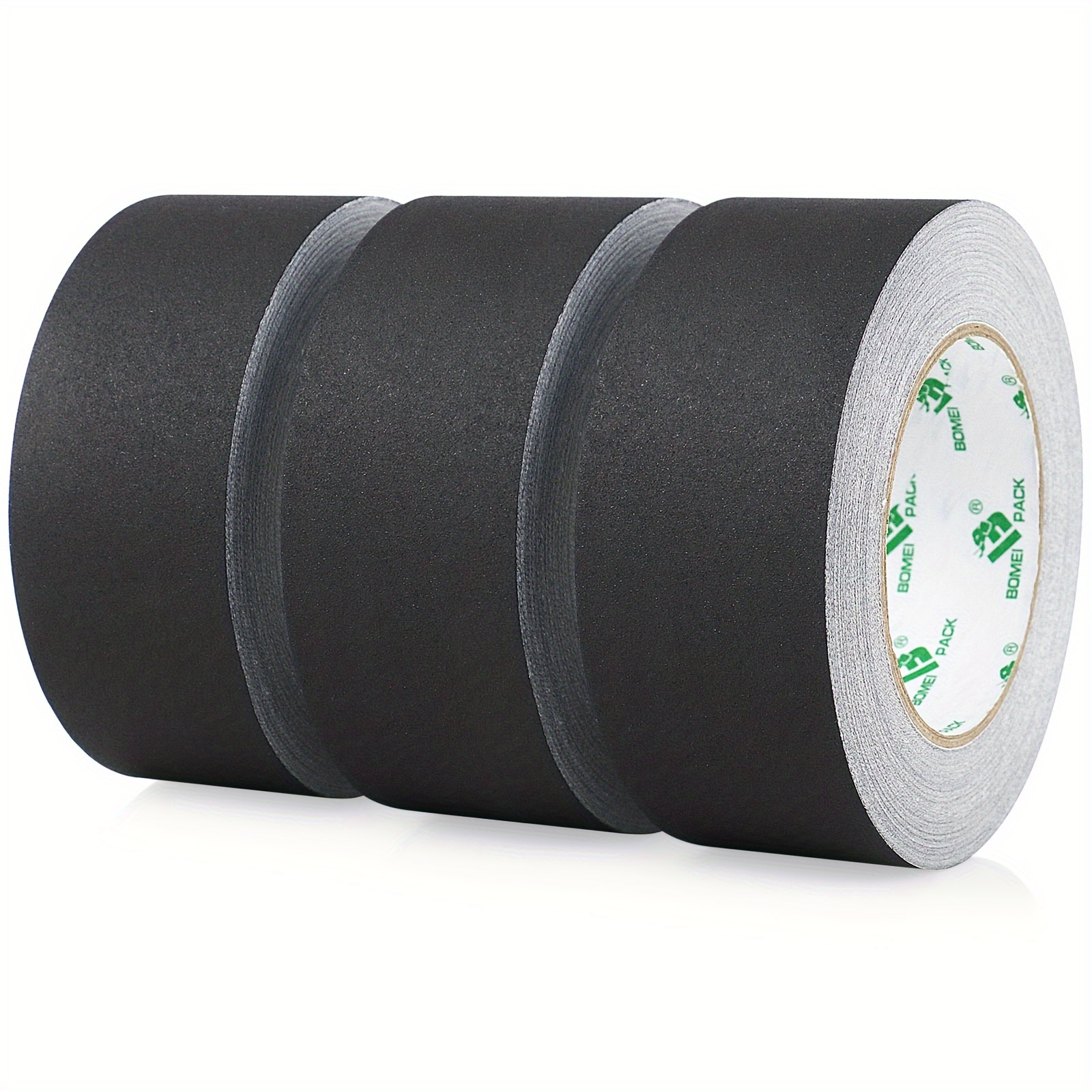 TEMU PACK 3 Rouleaux de Ruban Adhésif Noir , 48Mm X 20Y, Ruban Adhésif Noir Résidus, Non Réfléchissant, Ruban Adhésif Noir Facile à Déchirer