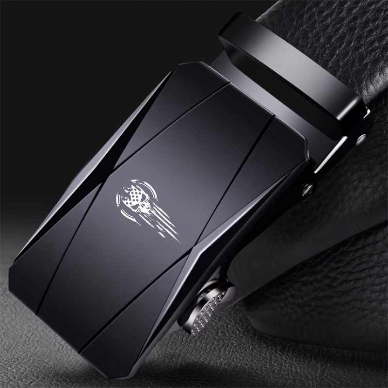 Skull & American Pattern Men's Belt with Automatic Buckle