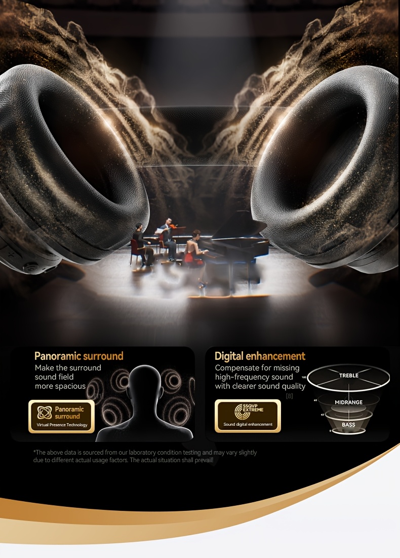 Casque sans fil supra-auriculaire amélioré avec son amélioré en basses, conception pliable légère avec microphone intégré. Inclut un câble audio de 3,5 mm