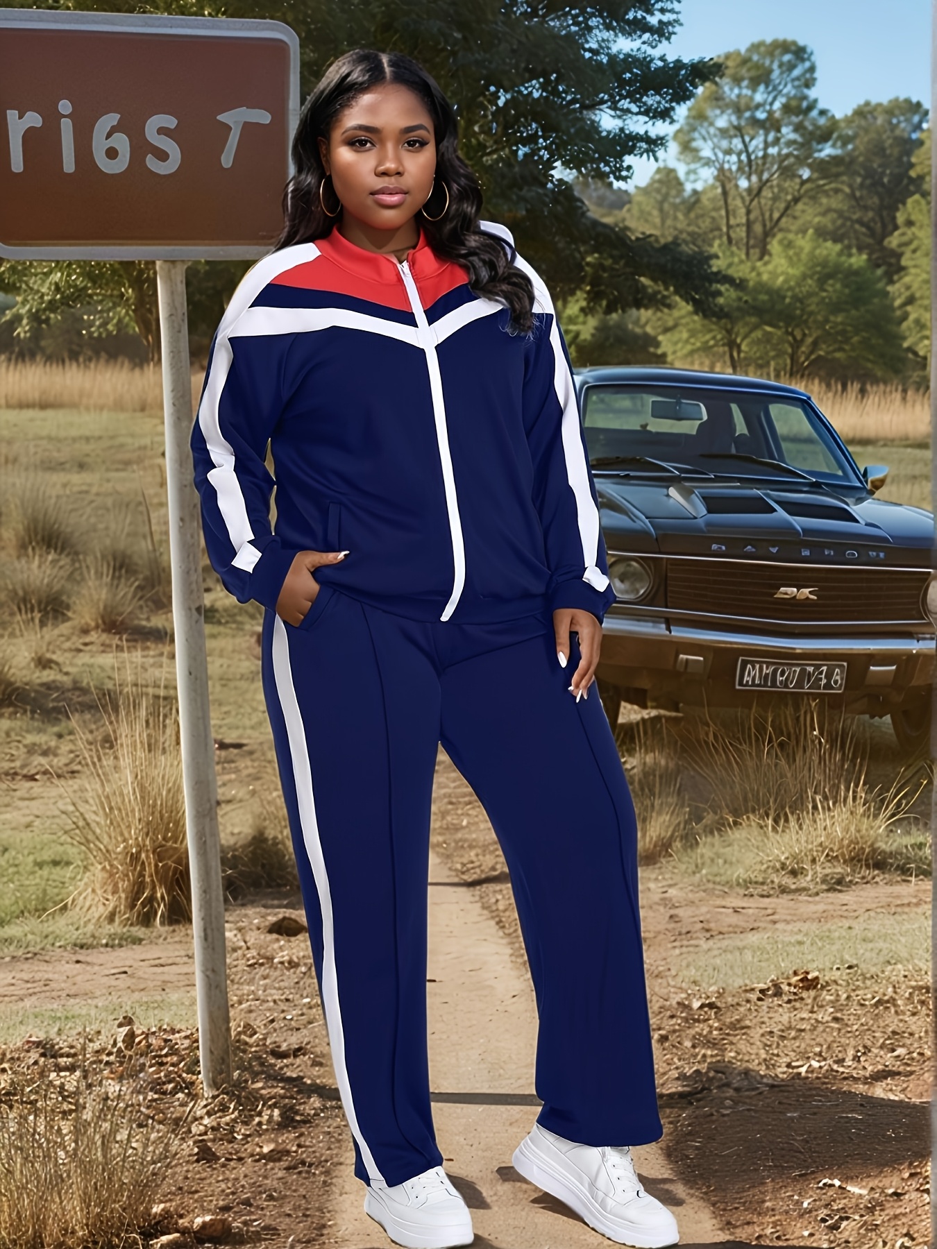 Long Sleeve Jogger Sweatsuit Womens Plus Size Jogging Suit Woman