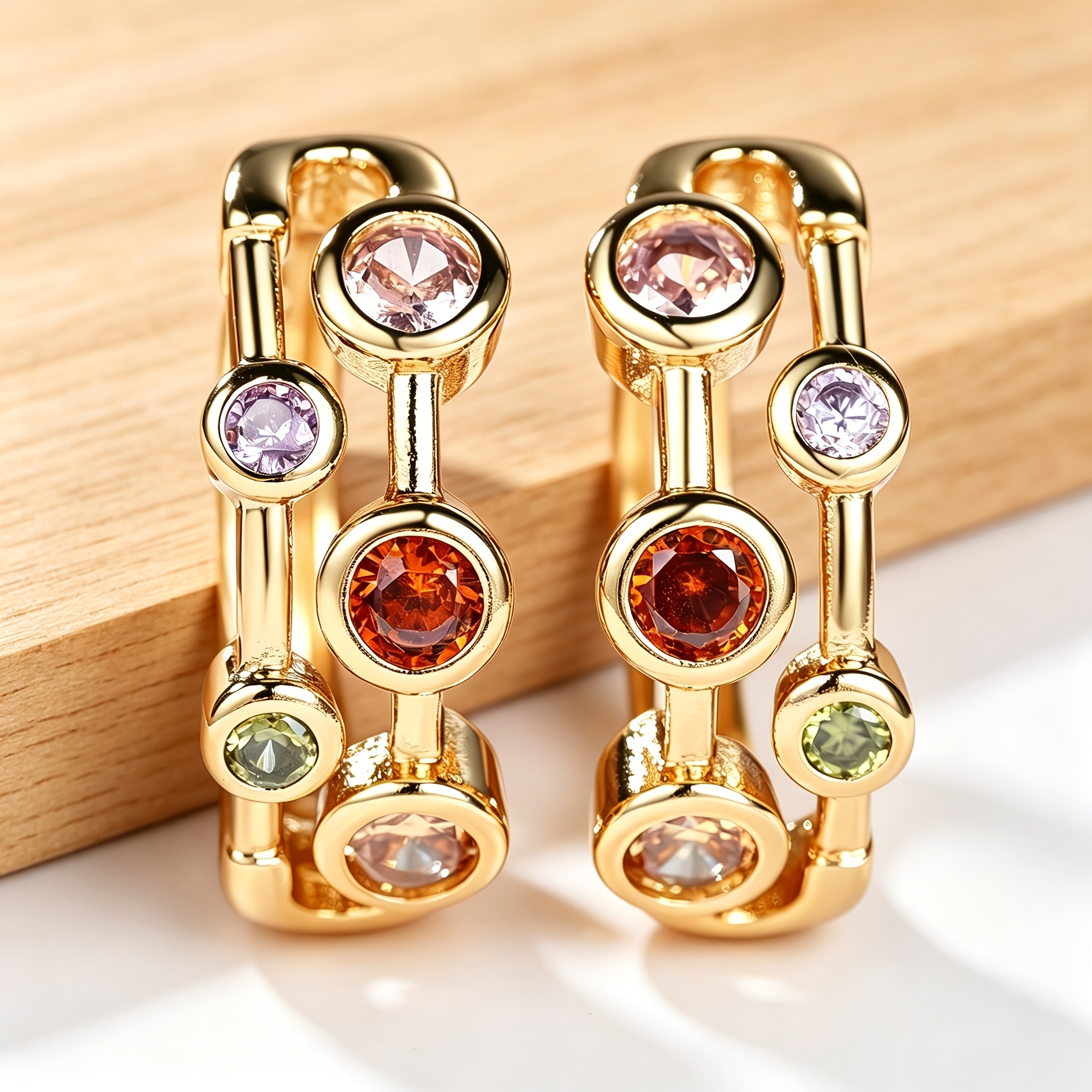 TEMU 1 Pair Creative Fashionable Individual Geometric Hollow Hip-hop Colorful Light Luxury Temperament Earrings Suitable For Daily And Holiday Party