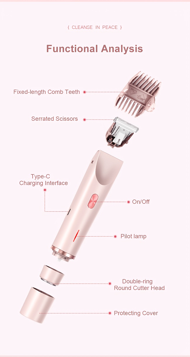 2in 1 electric shaver dual head hair removal women bikini trimmer designed for full body hair removal usb charging convenient to carry   electric hair trimmer and razors for bikini armpit leg and body hair removal ipx7 Product details 5