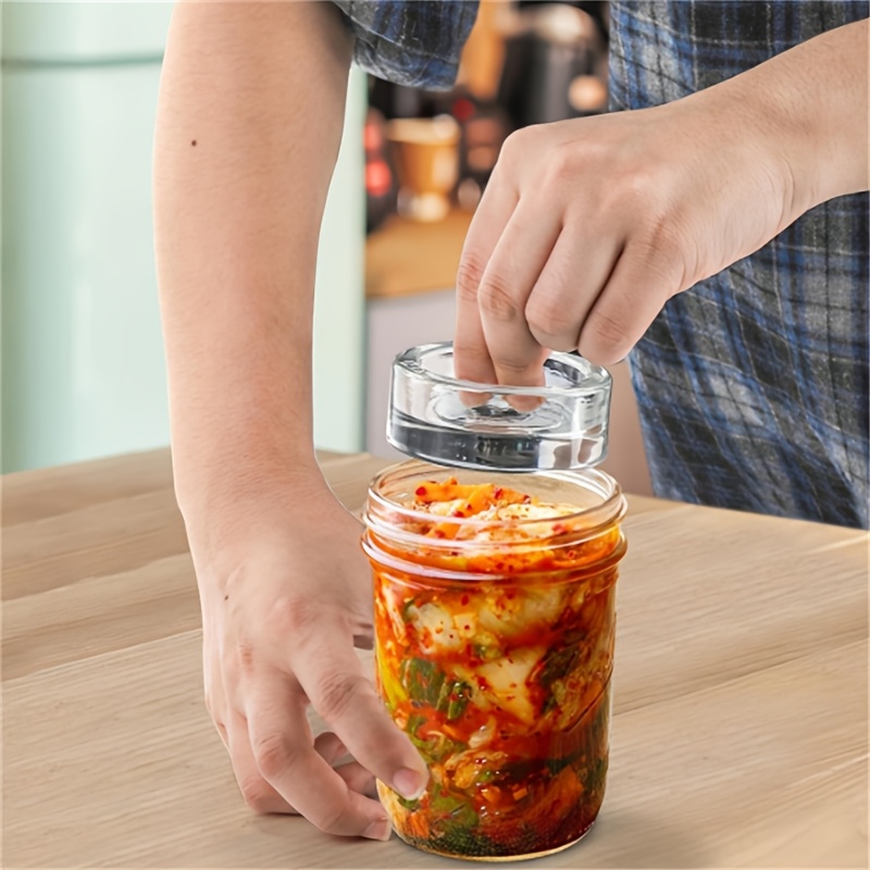 heavy glass fermentation weights   with an easy to grip handle and a large mouth mason jar lid food grade suitable for home kitchens and breweries details 5