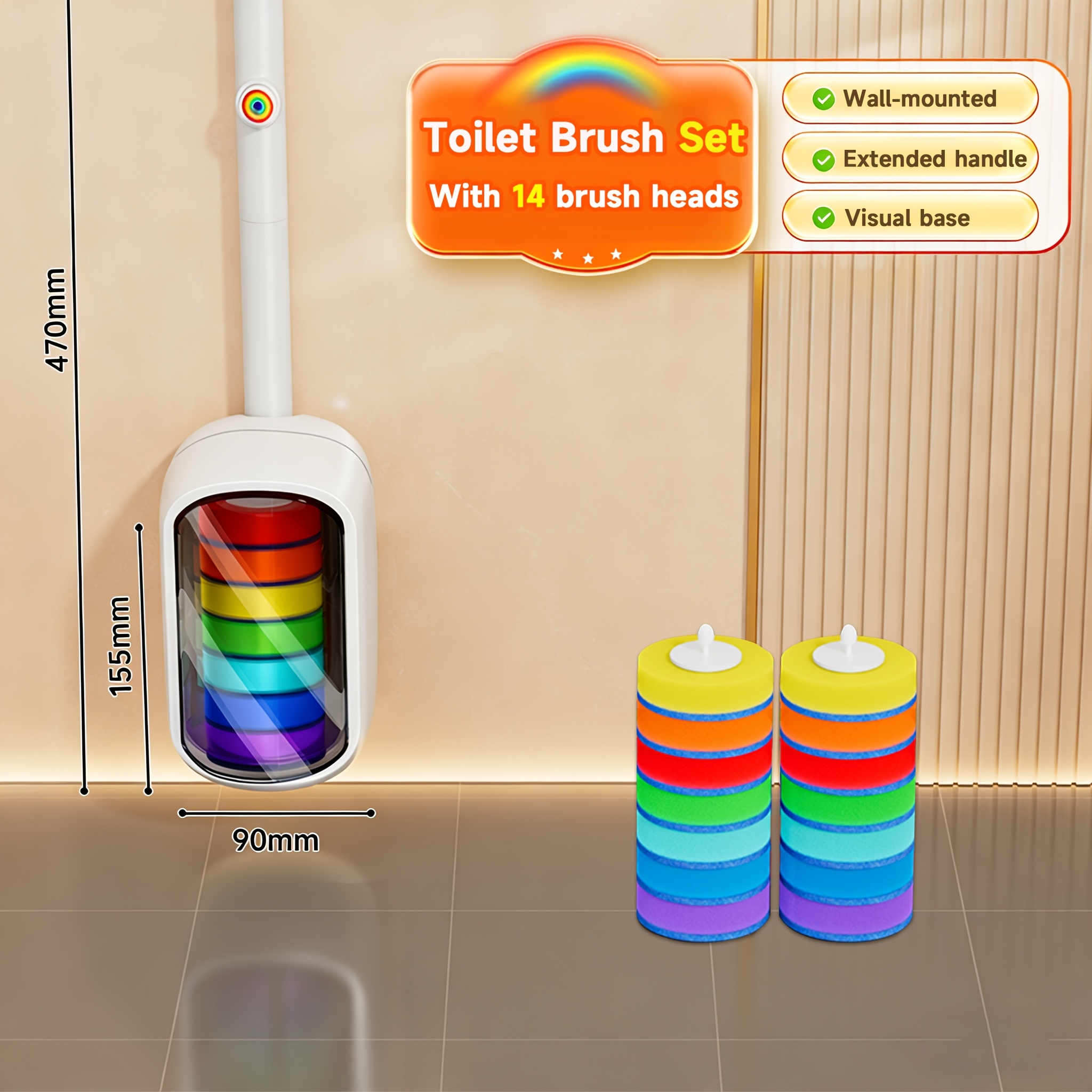 TEMU Toilet Brush Set/ Toilet Brush Heads, Toilet Cleaning Supplies, Toilet Brush With Holder, Replacement Brush Head, Bathroom Decor & Additions,