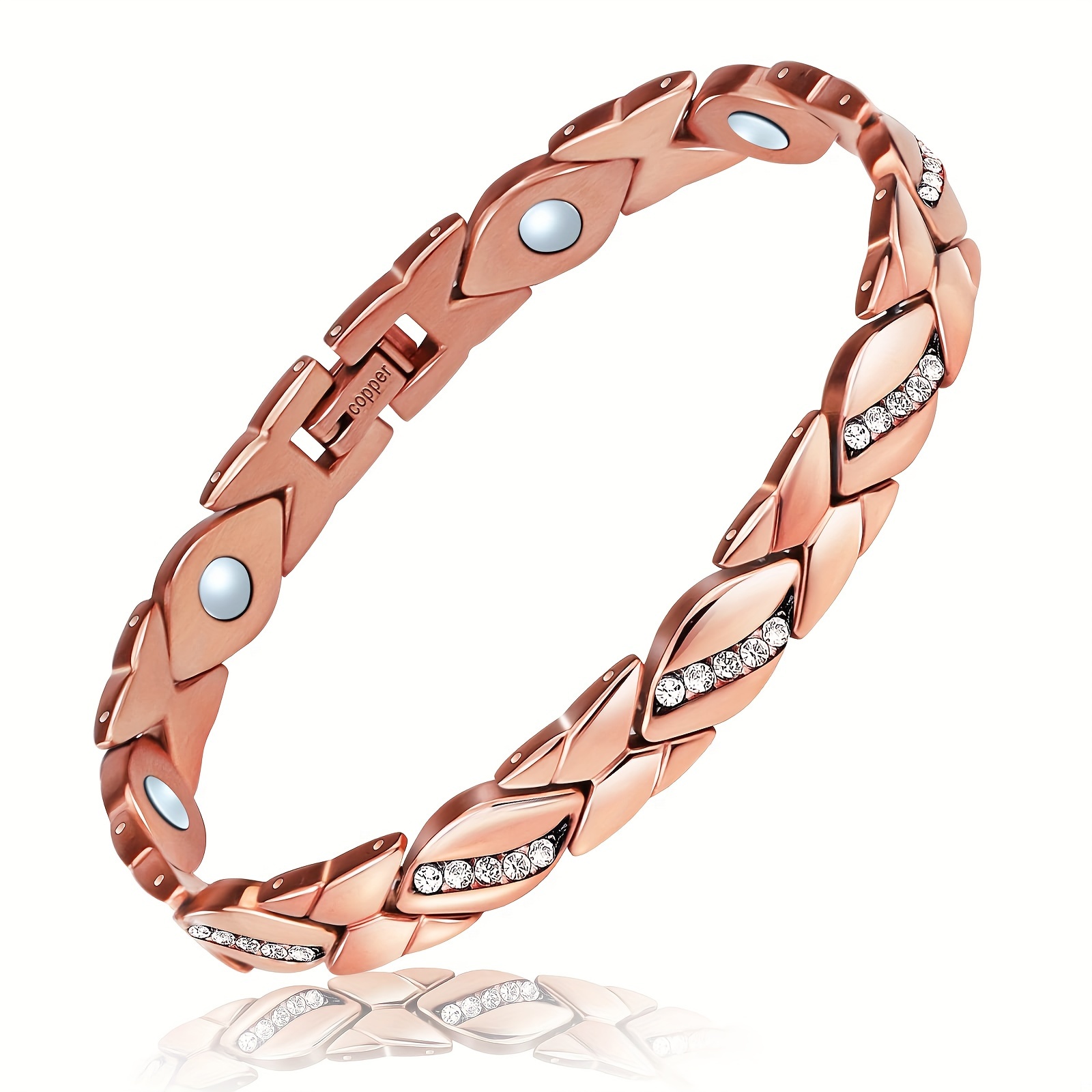 TEMU Women's Pure Copper Bracelet, Super Strong Magnetic Bracelet, Equipped With 3500 Magnets, Jewelry, Valentine's Day And Christmas Gift, Includes