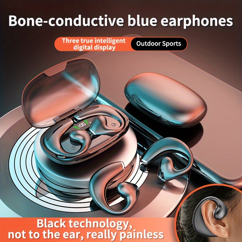 

5.3 Earphones With Digital Display, Open Earbuds, Non In Ear Sports Running Earphones, Long , Wearing, Clear Calls