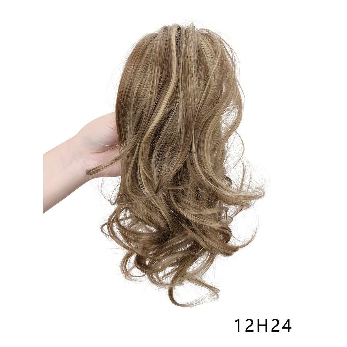 Image of Synthetic Claw Clip Ponytail Hair Extensions Short Curly Natural Tail False Hair For Women