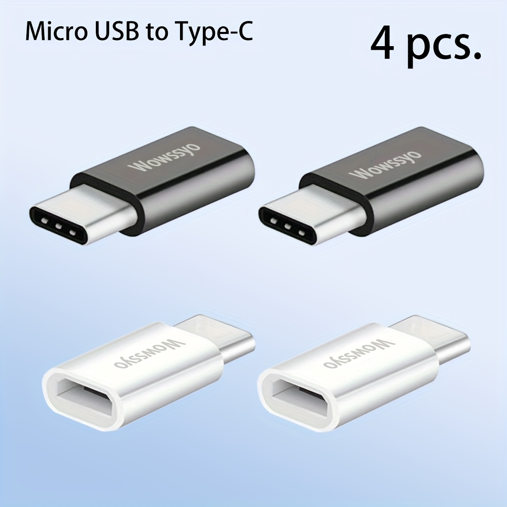 2pcs/4pcs/6pcs Mini Type-c To Micro Usb Adapter- Portable Data Converter, Male To Female Connector, Sleek Black&
