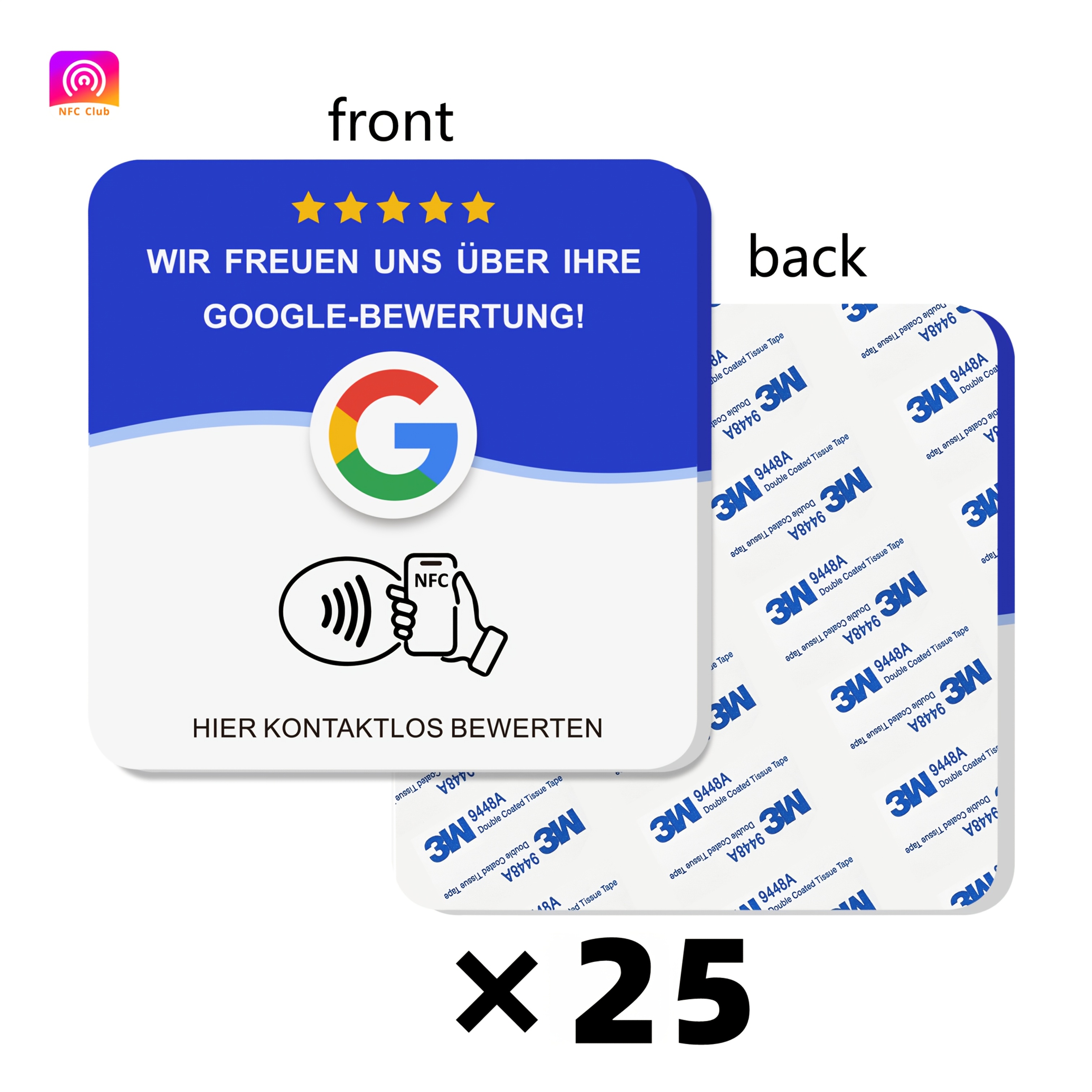 Image of German Version For Google Review Card, Nfc , Setup, Made Of Acrylic, Ideal For Google Reviews, Quickly Improve Store User Experience And Increase Positive Reviews, Thereby Boosting Store Rating
