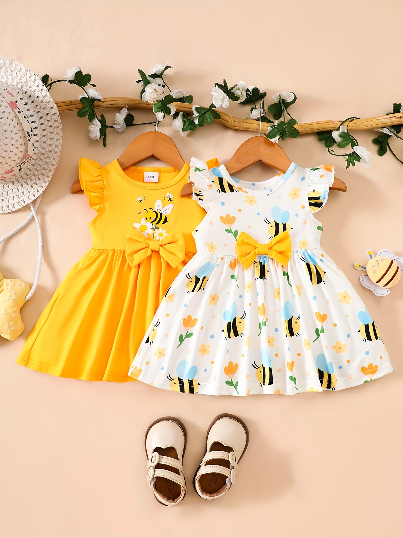 Baby Girl Bee Print Summer Dress Set