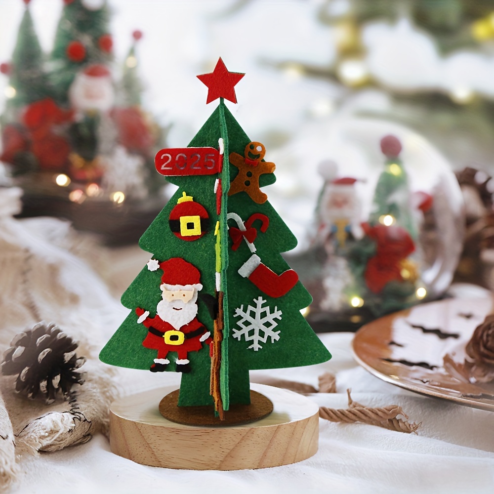 3個のjoyクリスマスツリーオーナメント チェックプレイドツリー 