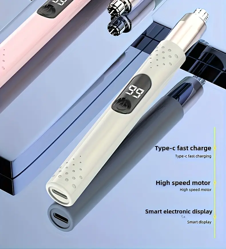 2pcs professional ear and nose hair trimmer portable electric nose hair trimmer neutral design stainless steel blade removal fashionable and simple usb charging suitable for trimming nose hair eyebrow and ear hair Product details 1