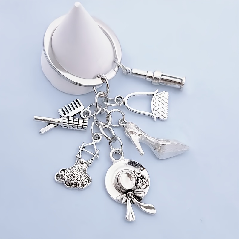 TEMU A Stylish Creative Keychain Featuring Decorations Shaped Like A Handbag, Hat, Dress, High Heels, Lipstick, And Hairpin, Perfect For Embellishing