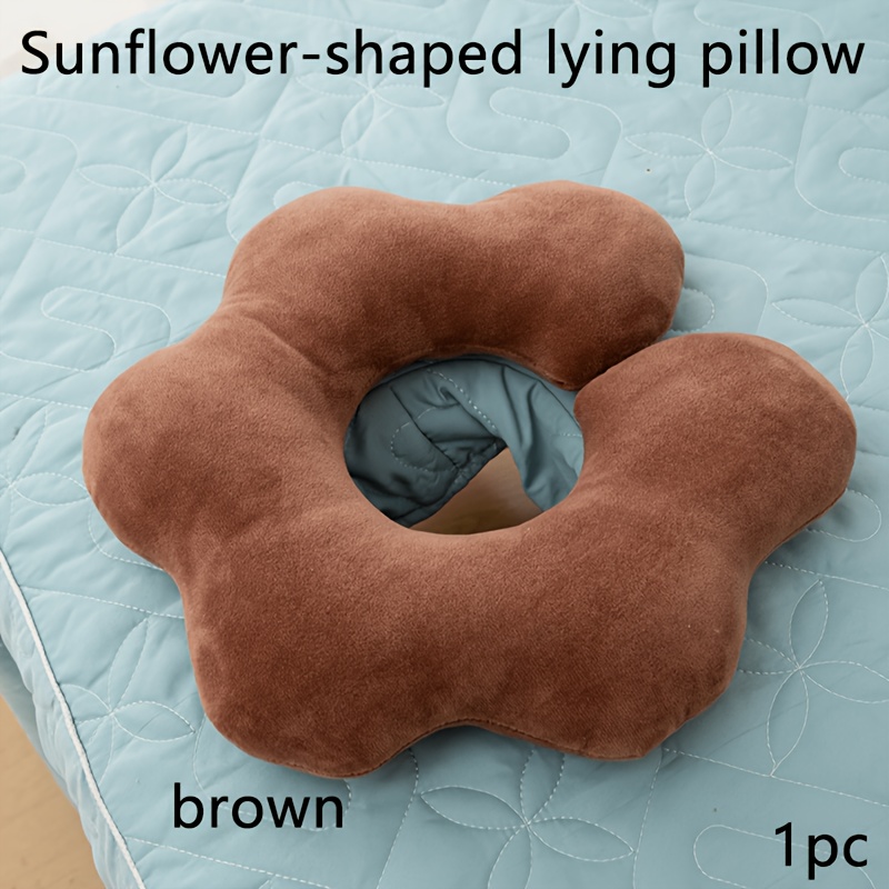 TEMU 1pc Sunflower Face Rest Pillow, 5 Colors Optional, Nylon And Polyester, Solid Color, Flexible And Relaxing, For Beauty Shop Health Room