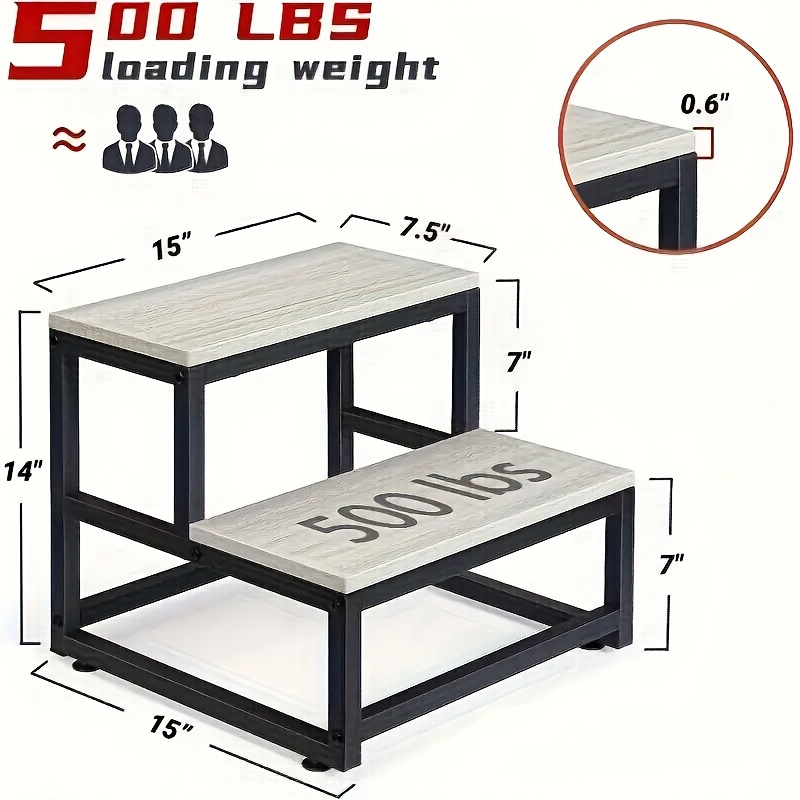 2 tier stepping stool adult heavy duty wooden stepping stool home   ladder multifunctional bedside stepping stool small portable stepping stool for bathroom bedroom kitchen school durable home wooden stepping ladder easy to carry