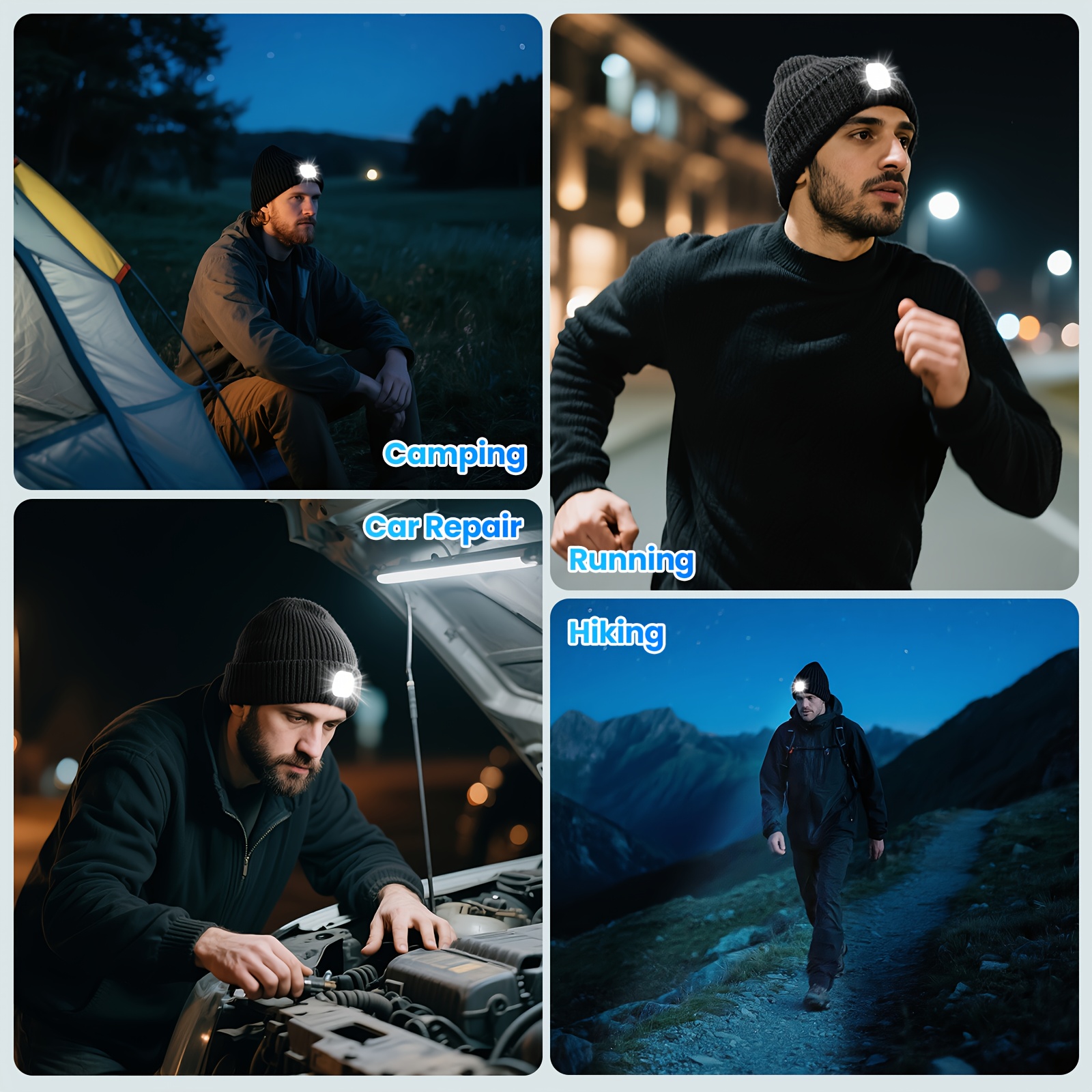 hats with lights knitted hats led light   music hats with headphones warm hats suitable for outdoor night running and night fishing christmas light hats unique christmas birthday gifts black for men and women Product details 6