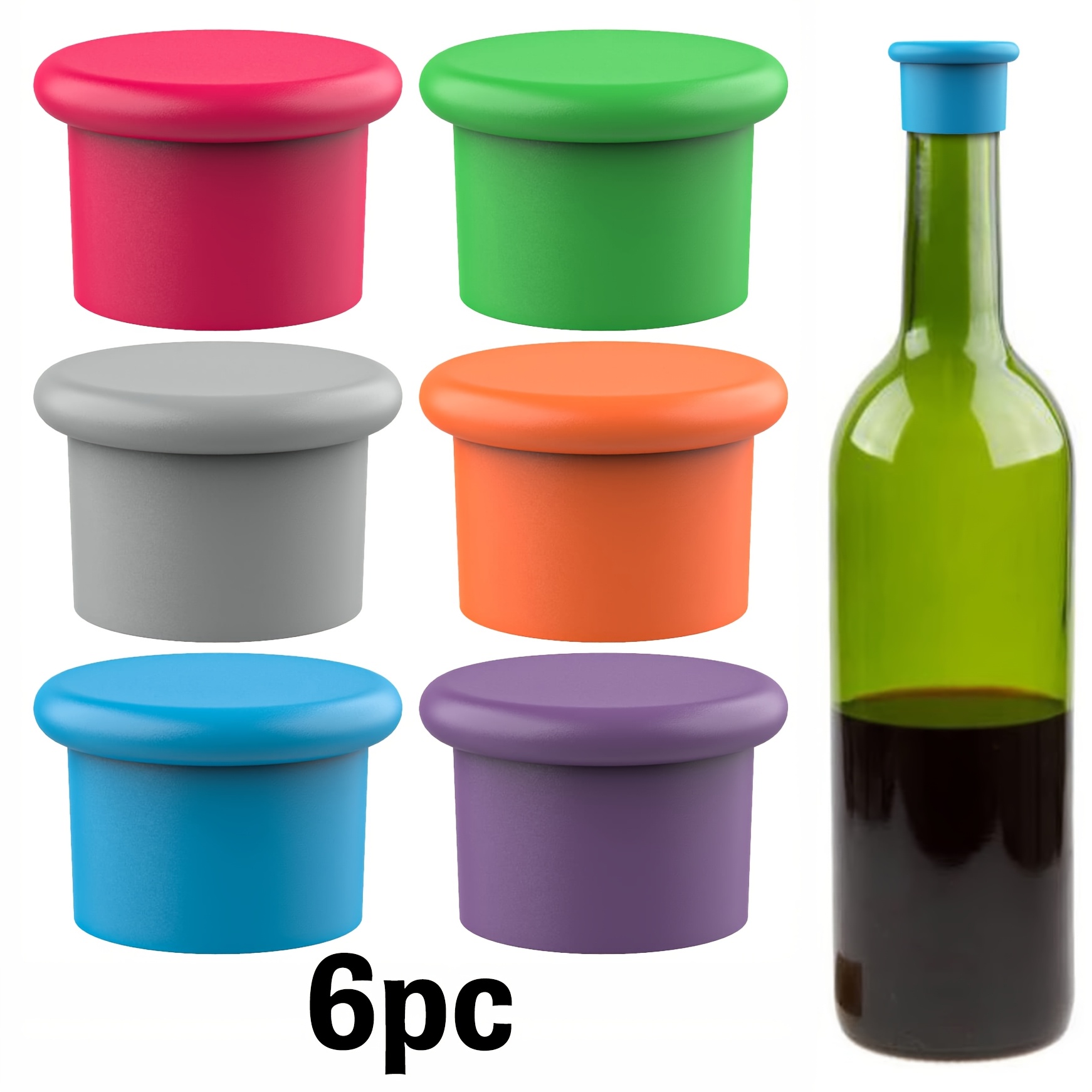 1pc/3/6pcs Wine Stoppers, Reusable Silicone Wine Corks, Glass Corks Beverages Beer Champagne Bottles for Corks to Keep Wine Fresh