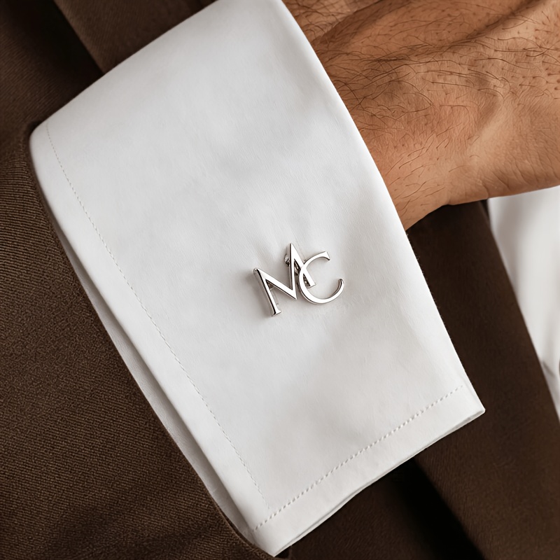 TEMU Custom Initial Cufflinks, Personalized Stainless Cufflinks, A Suitable Men's Accessory, The Best Father's Day Gift From A Daughter