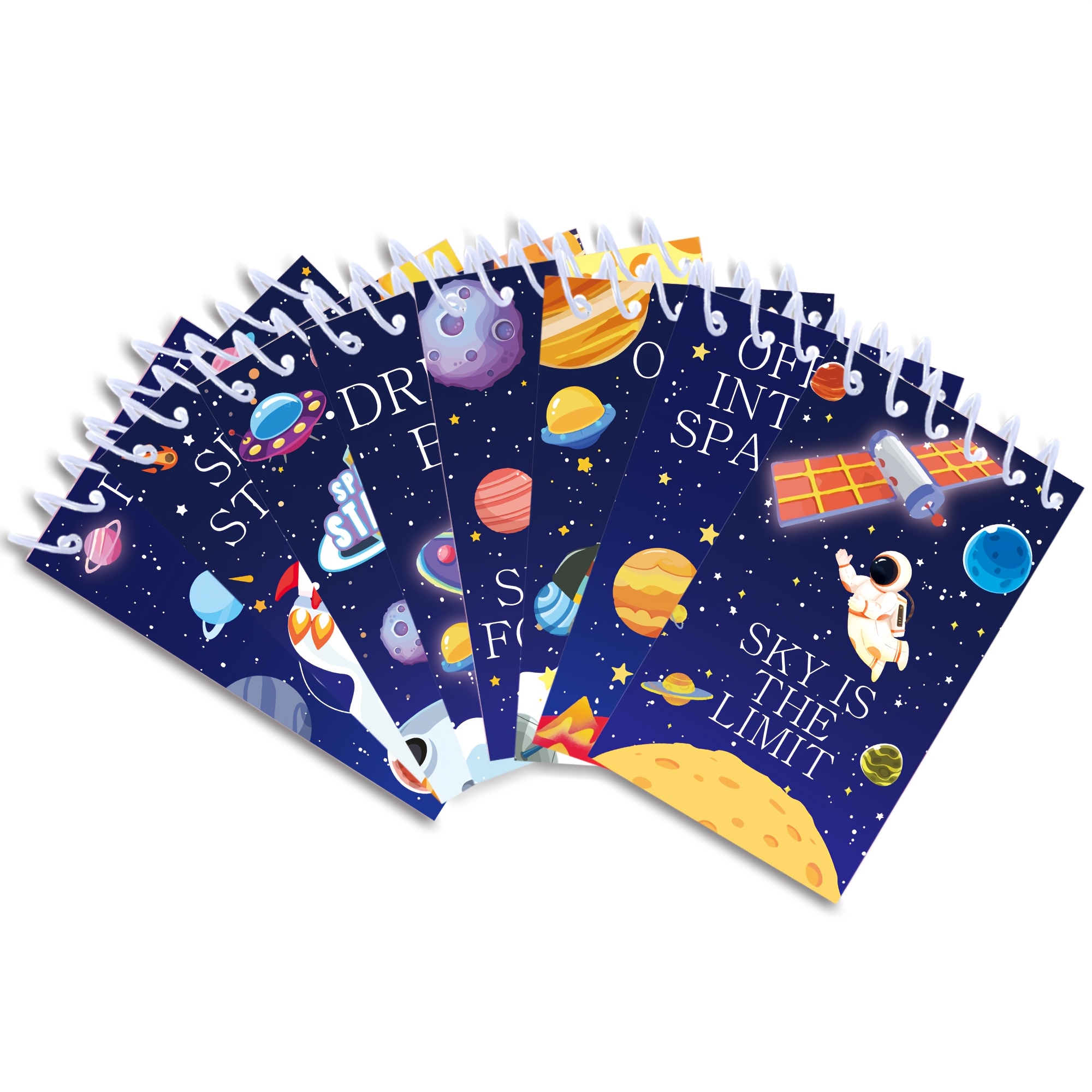 

8-pack Mini Spiral Notepads, Space-themed Pads With Outer Space, , And Design For Party Favors, Solar System Stationery