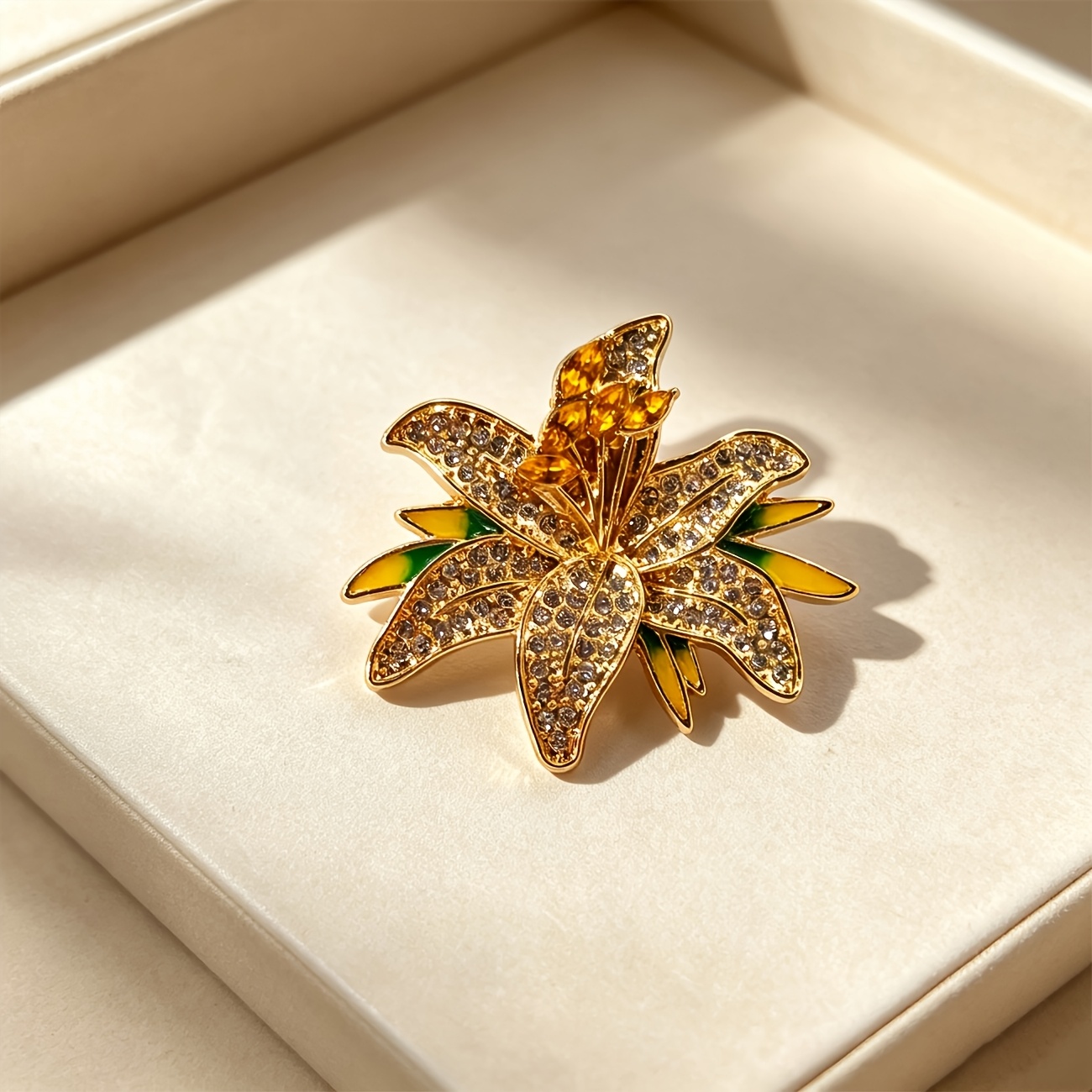 TEMU 1pc Luxurious Full Zirconia Lily Brooch, Elegant , Suitable As Fashion Accessory And Women's All-collar Lapel Pin